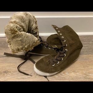 Next Brown Suede and Fur boots size 7.5